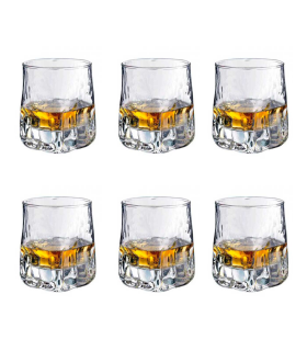 Set de 6 vasos de cristal 33 cl, modelo frosty, juego de vasos con base gruesa para licores, cócteles, vino, cerveza, bar, restaurante, aptos para lavavajillas