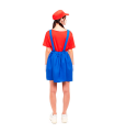 Tradineur - Disfraz de fontanera roja para adulto, poliéster, incluye gorro, camiseta y peto, atuendo de carnaval, Halloween, cosplay (Mujer, Talla S)