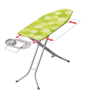 Tradineur - Tabla de planchar 2 en 1, 100% algodón, altura ajustable, soporte para plancha y patas metálicas antideslizantes, 122 x 44 x 75 - 95 cm