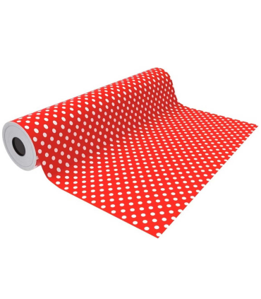 Tradineur - Bobina de papel de regalo, hoja, lámina enrollada para envolver regalos, cumpleaños, Navidad, 3 kg, tiendas, comercios (Rojo con lunares, 62 cm x 80 metros)