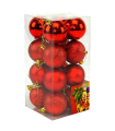 Tradineur - Sets de 16 Bolas para árbol navideño - Fabricado en plástico - Decoración para temporada navideña - Ø 5 cm - Color Rojo