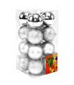 Tradineur - Sets de 16 Bolas para árbol navideño - Fabricado en plástico - Decoración para temporada navideña - Ø 5 cm - Color Plata