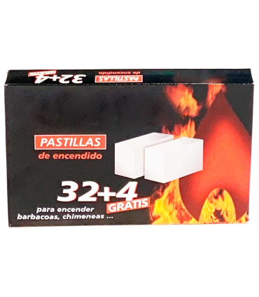 Tradineur - Pack de 36 pastillas enciendefuegos, encendido de barbacoas, chimeneas, hogueras, cocinas de leña, estufas, blanco