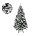 Tradineur - Árbol de Navidad nevado, pino, abeto artificial blanco, estructura de plástico y metal revestido, robusto y duradero, fácil montaje, 180 cm