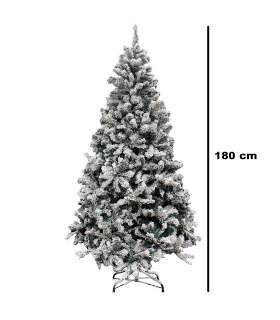 Tradineur - Árbol de Navidad nevado, pino, abeto artificial blanco, estructura de plástico y metal revestido, robusto y duradero, fácil montaje, 180 cm