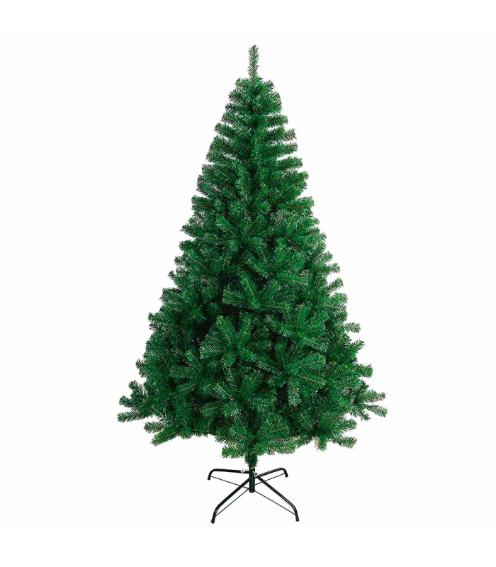 Tradineur - Árbol de Navidad, abeto artificial verde, estructura de plástico y metal revestido, robusto y duradero, fácil montaje, 180 cm