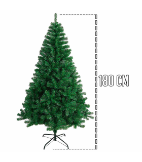 Tradineur - Árbol de Navidad, abeto artificial verde, estructura de plástico y metal revestido, robusto y duradero, fácil montaje, 180 cm