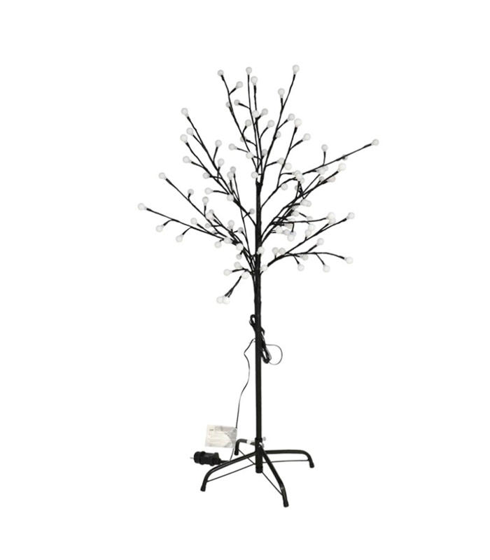 Árbol decorativo con bolas, 120 luces LED, luz cálida, uso exterior, 8 funciones, 150 cm, metal y plástico, decoración de navidad, festiva, hogar