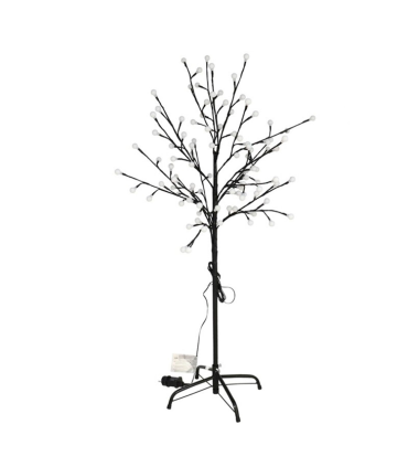 Árbol decorativo con bolas, 120 luces LED, luz cálida, uso exterior, 8 funciones, 150 cm, metal y plástico, decoración de navidad, festiva, hogar