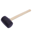 Tradineur - Martillo de goma de 500 G - Longitud 31 cm - Mango de madera - Ideal para obras de bricolaje y carpintería (Negro)