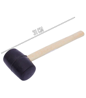 Tradineur - Martillo de goma de 500 G - Longitud 31 cm - Mango de madera - Ideal para obras de bricolaje y carpintería (Negro)