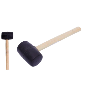 Tradineur - Martillo de goma de 500 G - Longitud 31 cm - Mango de madera - Ideal para obras de bricolaje y carpintería (Negro)