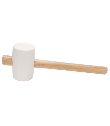 Tradineur - Martillo de goma de 500 g - Longitud 31 cm - Mango de madera - Ideal para obras de bricolaje y carpintería (Blanco)