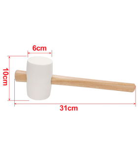 Tradineur - Martillo de goma de 500 g - Longitud 31 cm - Mango de madera - Ideal para obras de bricolaje y carpintería (Blanco)