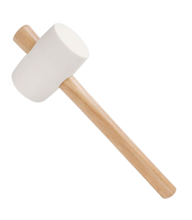 Tradineur - Martillo de goma de 500 g - Longitud 31 cm - Mango de madera - Ideal para obras de bricolaje y carpintería (Blanco)