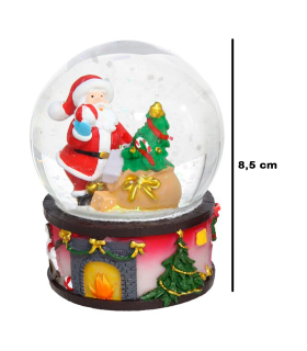 Tradineur - Pack de 2 bolas de nieve con figura de Papá Noel, cristal relleno de agua, agitar, estructura de resina, adornos, decoración Navidad - 8,5 x 6,5 cm - Modelos aleatorios