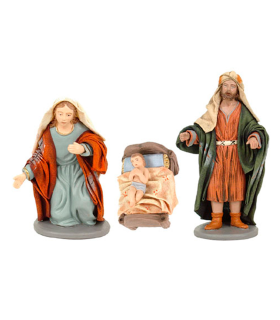 Tradineur - Set básico de figuras de belén navideño 10 cm, 11 piezas, marmolina, figuras decorativas nacimiento Jesús, Virgen María, José, reyes magos, pesebre, navidad, decoración tradicional