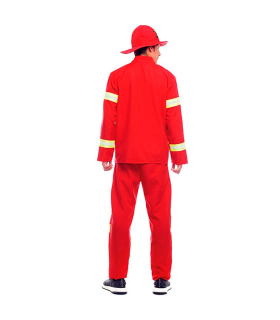 Tradineur - Disfraz de bombero para adulto, poliéster, incluye sombrero, camiseta y pantalón, atuendo de carnaval, Halloween, cosplay, fiestas (Hombre, Talla M)