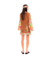 Tradineur - Disfraz de hippie woman para adulto, poliéster, incluye vestido, chaleco y cinta de pelo, atuendo de carnaval, Halloween, cosplay (Mujer, Talla S)