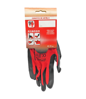 Guantes rojos de trabajo, nylon y nitrilo resistente, protección mecánica, bricolaje, seguridad, jardinería, adulto unisex, rojo y negro, talla 8