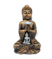 Tradineur - Figura de Buda sentado con mini buda, estatua decorativa de resina, regalo original, meditación, relajación, 33 x 20 x 15 cm, color aleatorio