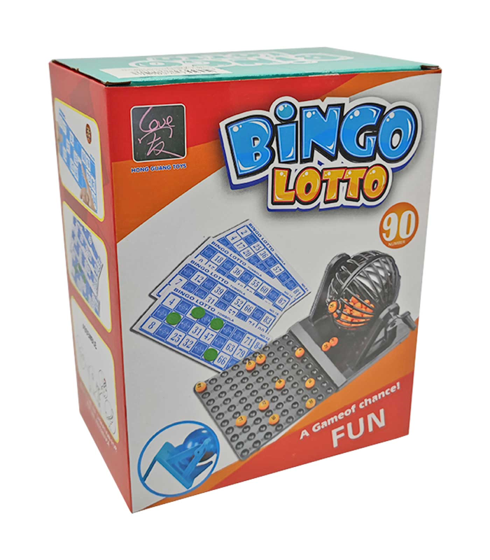 Tradineur - Juego de mini bingo manual con 12 cartones y 90 bolas, juego de mesa tradicional, familiar, mínimo 2 jugadores, fichas de juego no incluidas, 11 x 13,5 x 22 cm