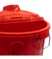 Tradineur - Cubo de basura con asas metálicas, plástico, contenedor de residuos, papelera con tapa, reciclaje, industrial, fabricado en España (Rojo, 51 litros)