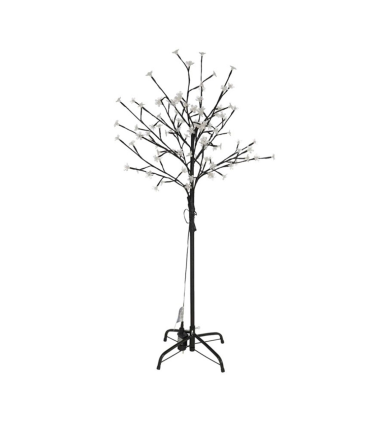 Árbol decorativo con flores, 120 luces LED, luz cálida, uso exterior, 8 funciones, 150 cm, metal y plástico, decoración de navidad, festiva, hogar