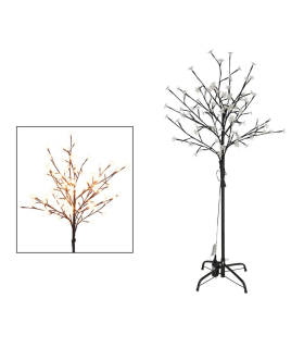 Árbol decorativo con flores, 120 luces LED, luz cálida, uso exterior, 8 funciones, 150 cm, metal y plástico, decoración de navidad, festiva, hogar