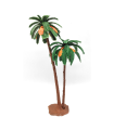 Tradineur - Palmera doble decorativa 19 cm, resina, árbol artificial en miniatura para crear escenarios decorativos, mesa, estantería, repisa, decoración del hogar