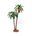 Tradineur - Palmera doble decorativa 19 cm, resina, árbol artificial en miniatura para crear escenarios decorativos, mesa, estantería, repisa, decoración del hogar