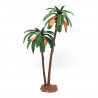Tradineur - Palmera doble decorativa 23 cm, resina, árbol artificial en miniatura para crear escenarios decorativos, mesa, estan