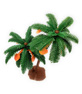 Tradineur - Palmera doble decorativa 19 cm, resina, árbol artificial en miniatura para crear escenarios decorativos, mesa, estantería, repisa, decoración del hogar