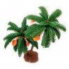 Tradineur - Palmera doble decorativa 23 cm, resina, árbol artificial en miniatura para crear escenarios decorativos, mesa, estan