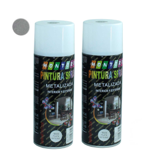 Montoro - Pack 2 botes de pintura en spray plata M303 400 ml, válido para multitud de superficies de interior y exterior