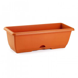Tradineur - Jardinera para balcón con plato integrado - PLFT - Fabricado en plástico - Capacidad de 10 L - 17 x 50 x 19,5 cm - C