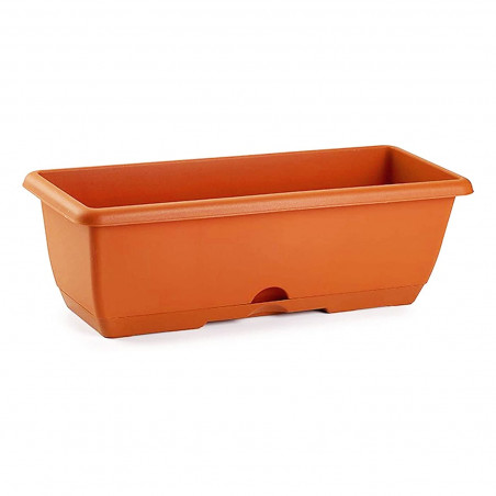 Tradineur - Jardinera para balcón con plato integrado - PLFT - Fabricado en plástico - Capacidad de 10 L - 17 x 50 x 19,5 cm - C