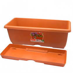 Tradineur - Jardinera para balcón con plato integrado - PLFT - Fabricado en plástico - Capacidad de 10 L - 17 x 50 x 19,5 cm - C