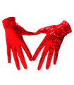 Guantes cortos con lentejuelas, 100% poliéster, complementos de disfraz, carnaval, halloween, cosplay, fiestas, cumpleaños (Rojo, adulto, talla única)