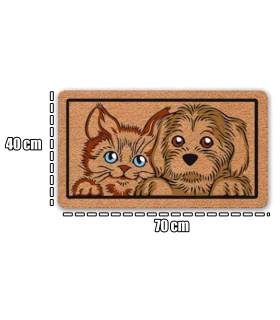 Tradineur - Felpudo Welcome Perro y Gato - Fabricado en Polipropileno - Ideal para dar la bienvenida a tus amigos en tu hogar - Antideslizante - 40 x 70 cm