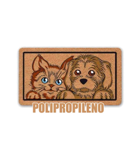 Tradineur - Felpudo Welcome Perro y Gato - Fabricado en Polipropileno - Ideal para dar la bienvenida a tus amigos en tu hogar - Antideslizante - 40 x 70 cm