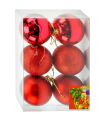 Tradineur - Set de 6 Bolas para árbol navideño - Fabricado en plástico - Decoración para temporada navideña - Ø 8 cm - Color Rojo