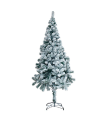 Tradineur - Árbol de Navidad nevado, pino, abeto artificial blanco, estructura de plástico y metal revestido, robusto y duradero, fácil montaje, 150 cm