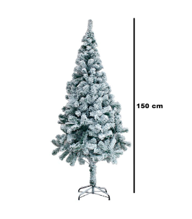 Tradineur - Árbol de Navidad nevado, pino, abeto artificial blanco, estructura de plástico y metal revestido, robusto y duradero, fácil montaje, 150 cm