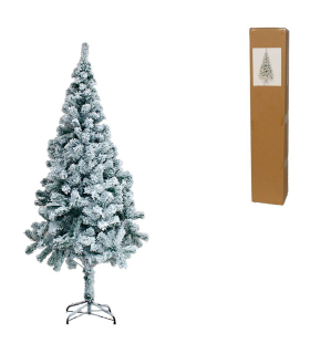 Tradineur - Árbol de Navidad nevado, pino, abeto artificial blanco, estructura de plástico y metal revestido, robusto y duradero, fácil montaje, 150 cm