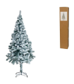 Tradineur - Árbol de Navidad nevado, pino, abeto artificial blanco, estructura de plástico y metal revestido, robusto y duradero, fácil montaje, 150 cm