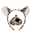 Tradineur - Set de leopardo, 4 piezas, poliéster, incluye diadema, nariz, pajarita y cola, accesorios para disfraces, carnaval, Halloween, cosplay (Adulto - Talla única)