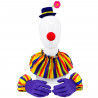 Tradineur - Set de payaso, 4 piezas, poliéster, incluye mini sombrero, nariz, collarín y guantes, accesorios para disfraces, cir