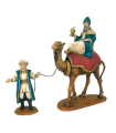 Tradineur - Figuras reyes magos, camellos y pajes para belén navideño 27 cm, durexina, figuras decorativas nacimiento, pesebre, navidad, decoración tradicional