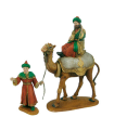 Tradineur - Figuras reyes magos, camellos y pajes para belén navideño 27 cm, durexina, figuras decorativas nacimiento, pesebre, navidad, decoración tradicional